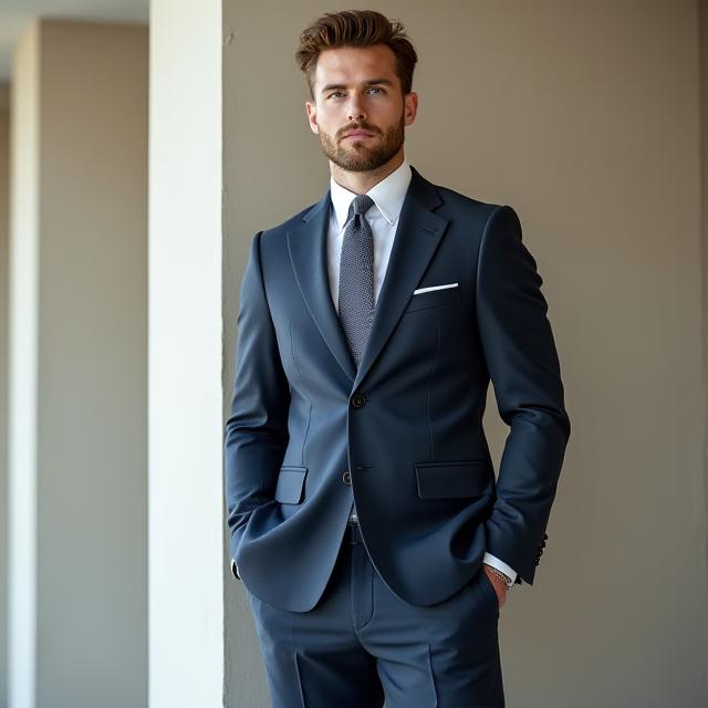 Man wearing a precise bespoke suit from Ironthread Attire